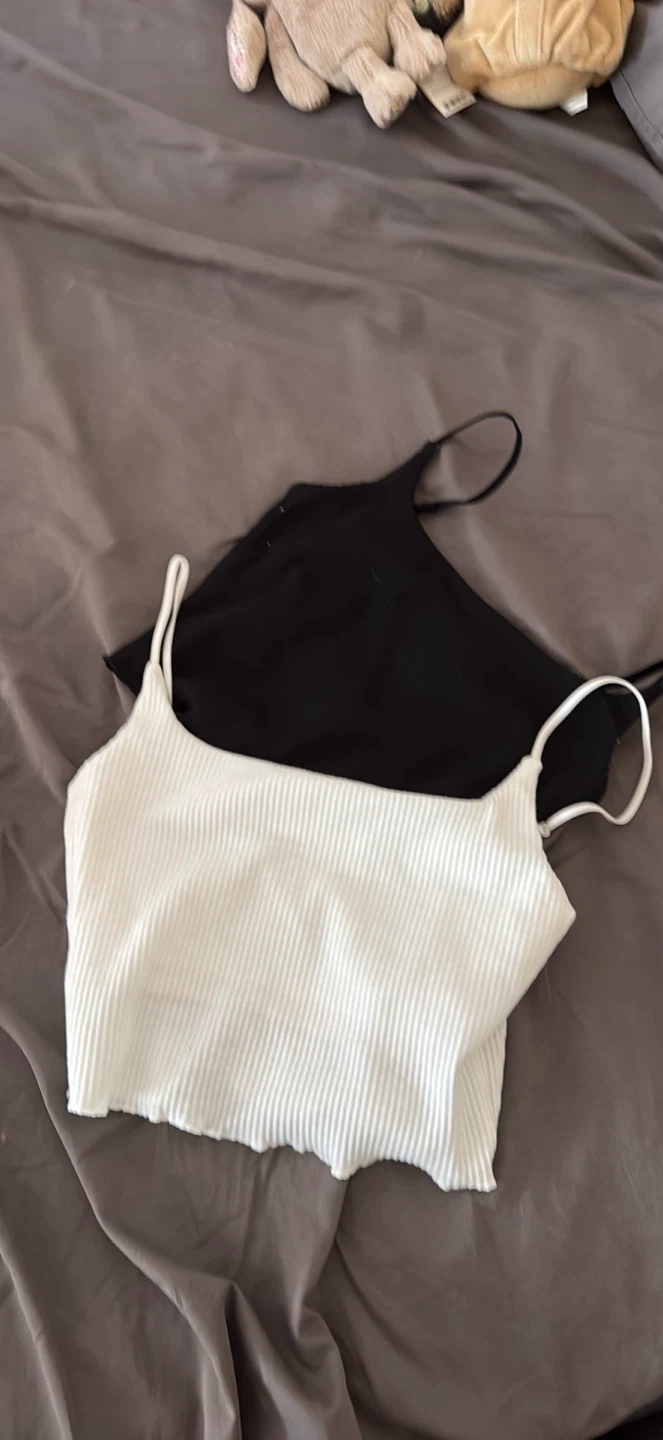 10 for 2!!!!! White and Black Ribbed Camisole Set