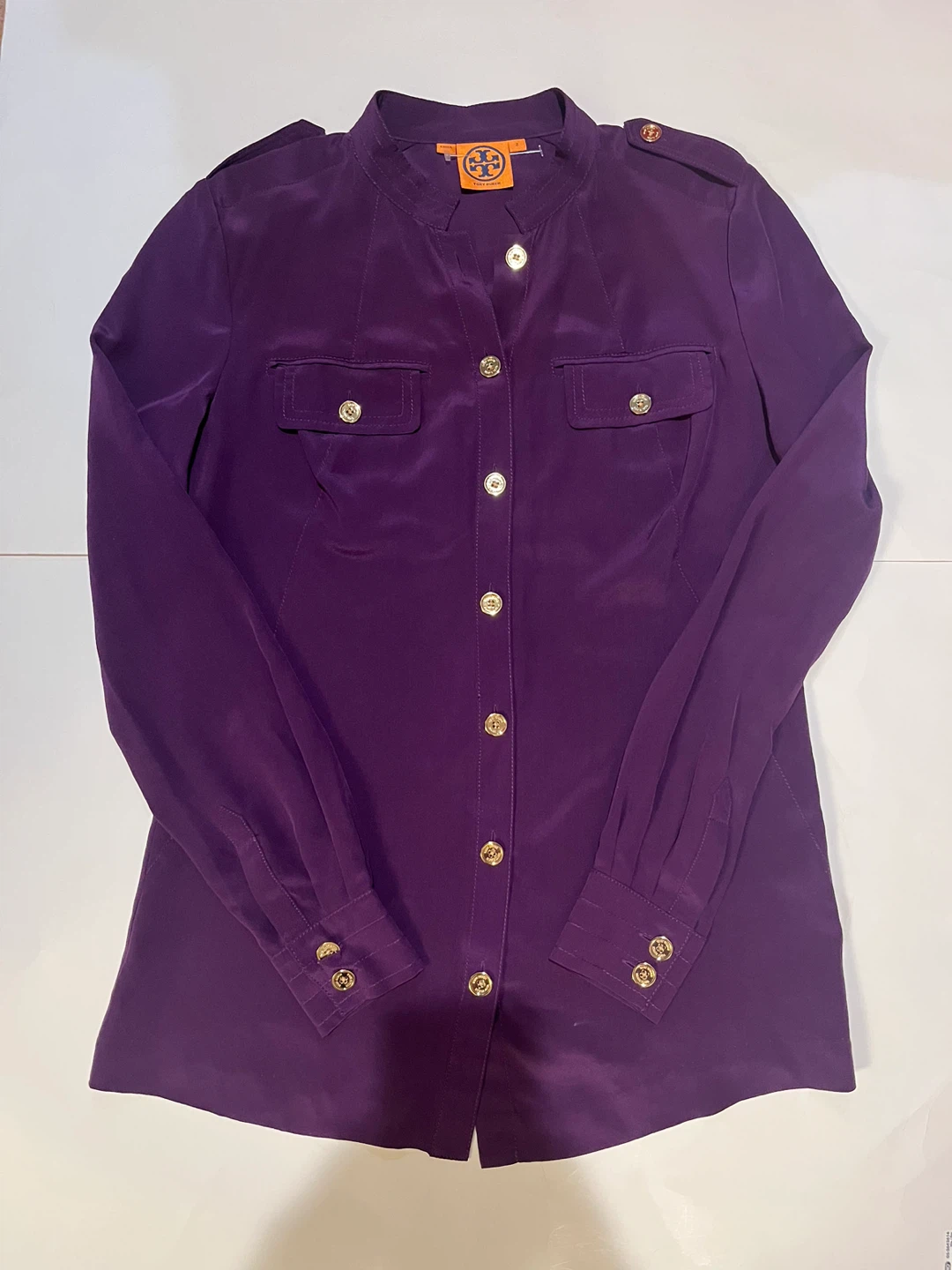 Tory Burch Purple Silk Button-Up Blouse