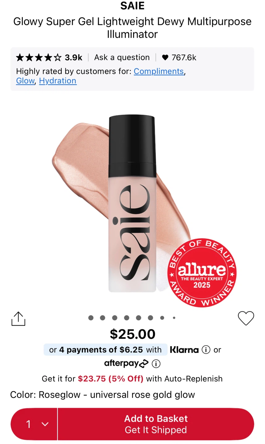 🆕 SAIE Glowy Super Gel Illuminator in Roseglow 15 ml - photo 3