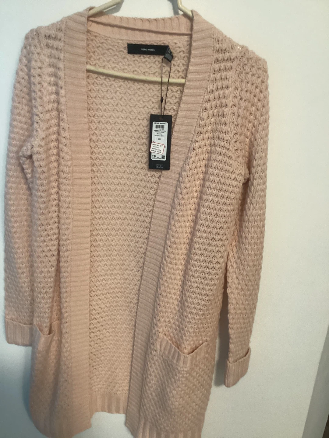 🏆 Light Peach Long Coloured Cardigan