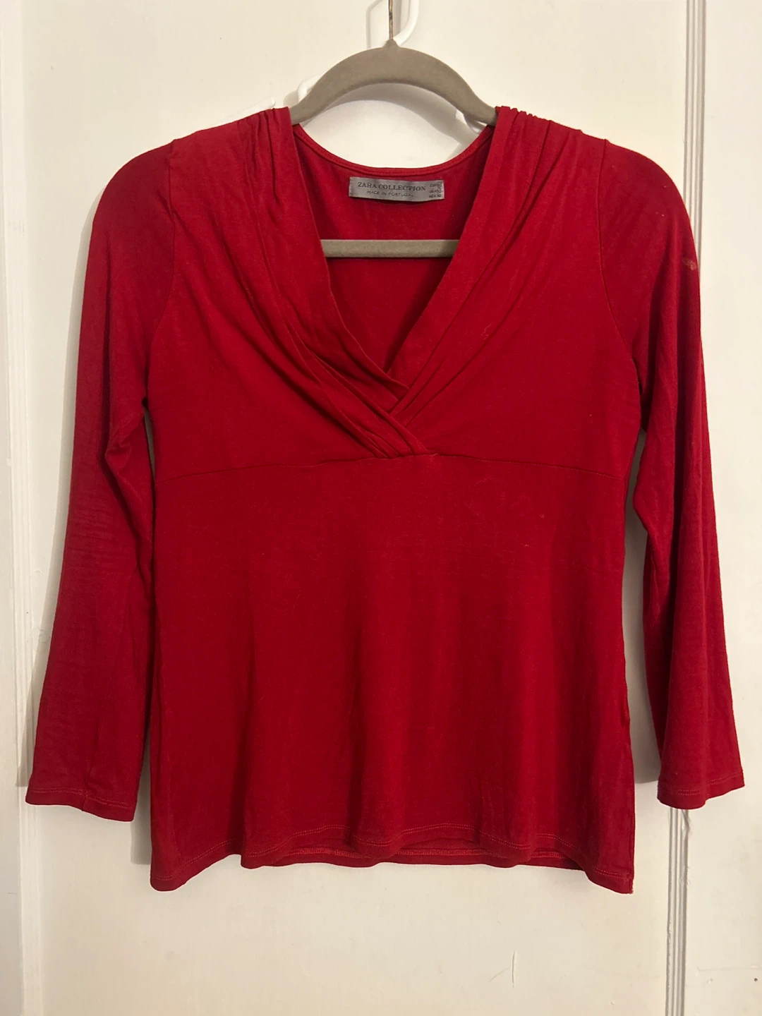 Red Zara Collection Long Sleeve Top