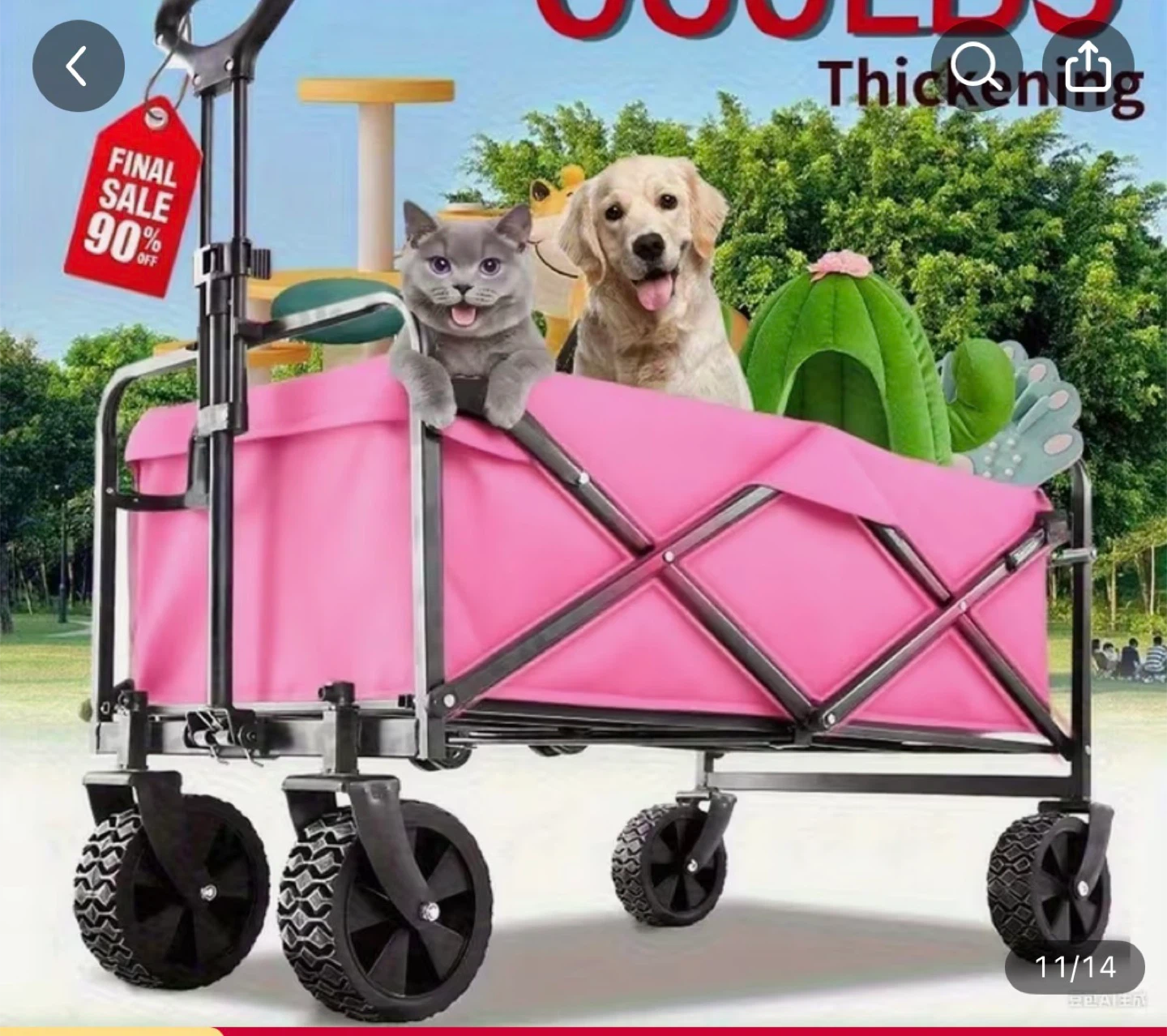 Pink Collapsible Folding Outdoor Wagon