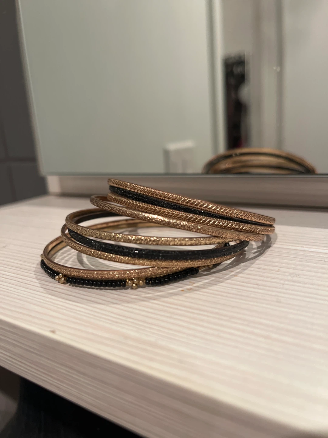 Set of 9 Gold and Black Bangles 🏆