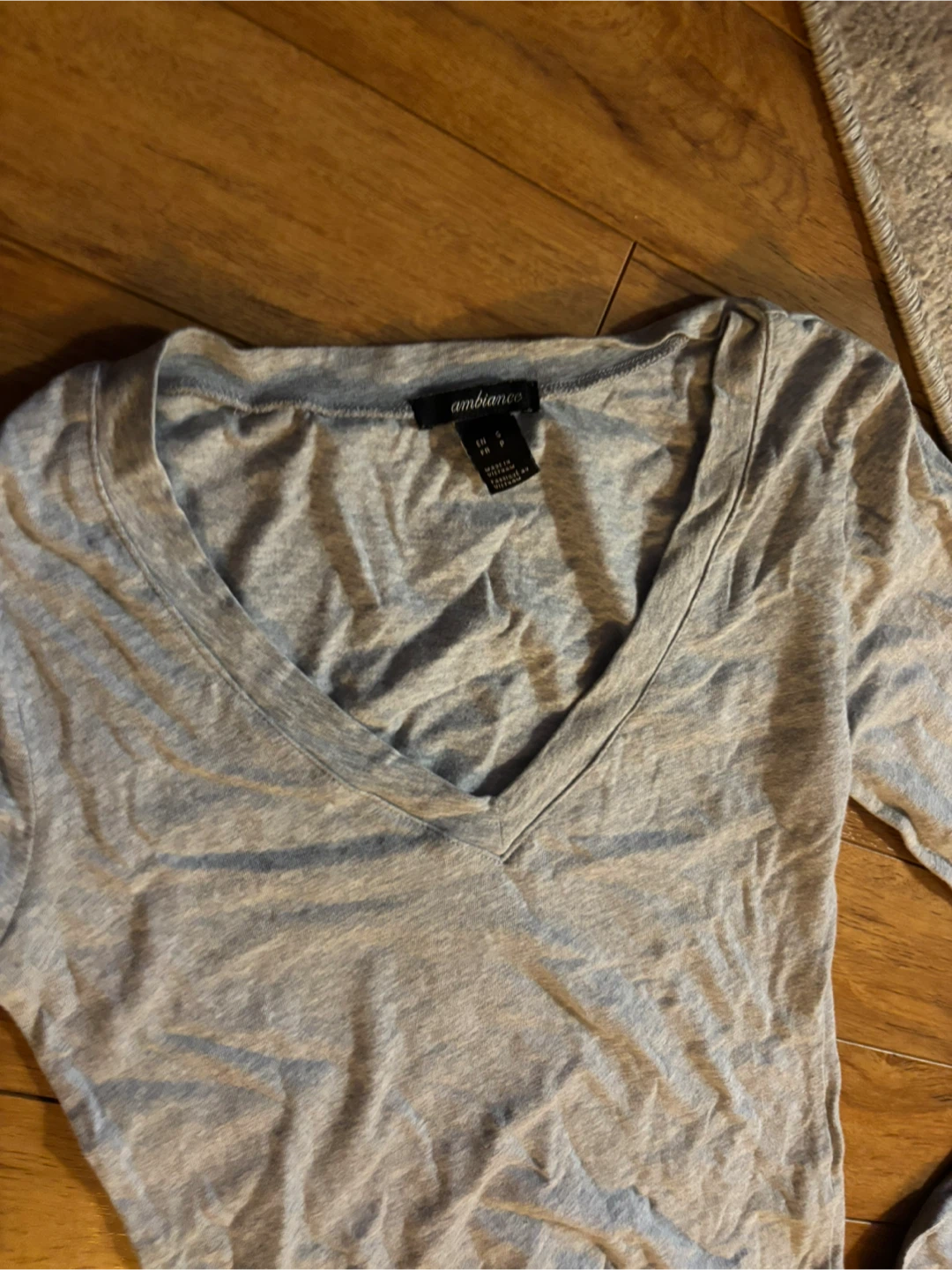Grey V-Neck Long Sleeve Top - photo 2