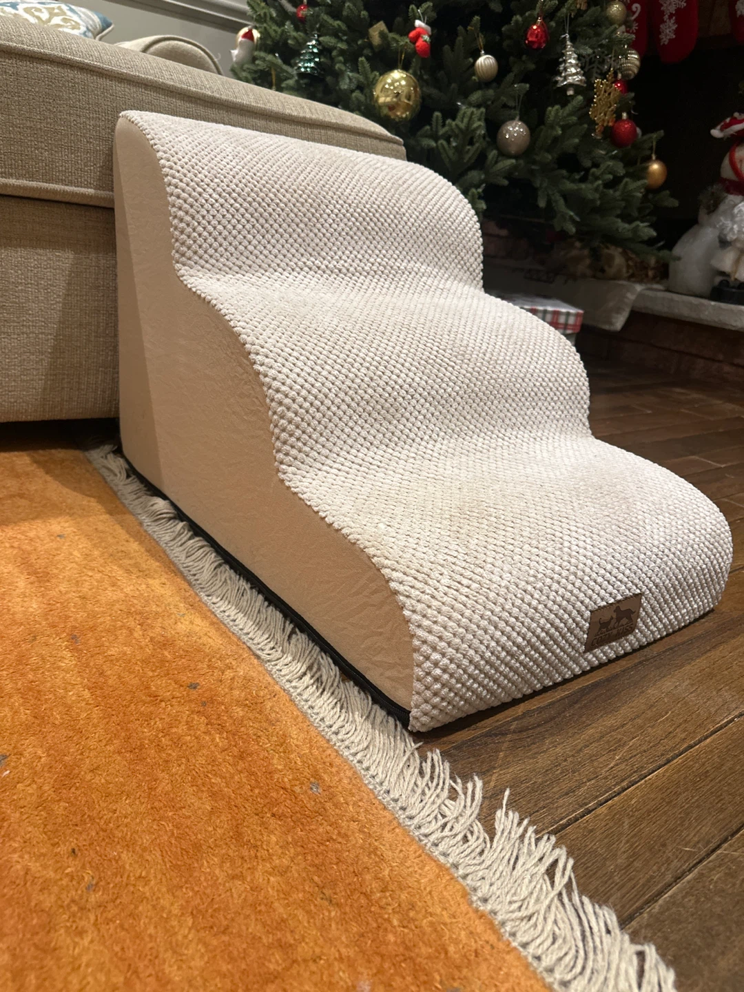 Cream 3-Step Pet Stairs