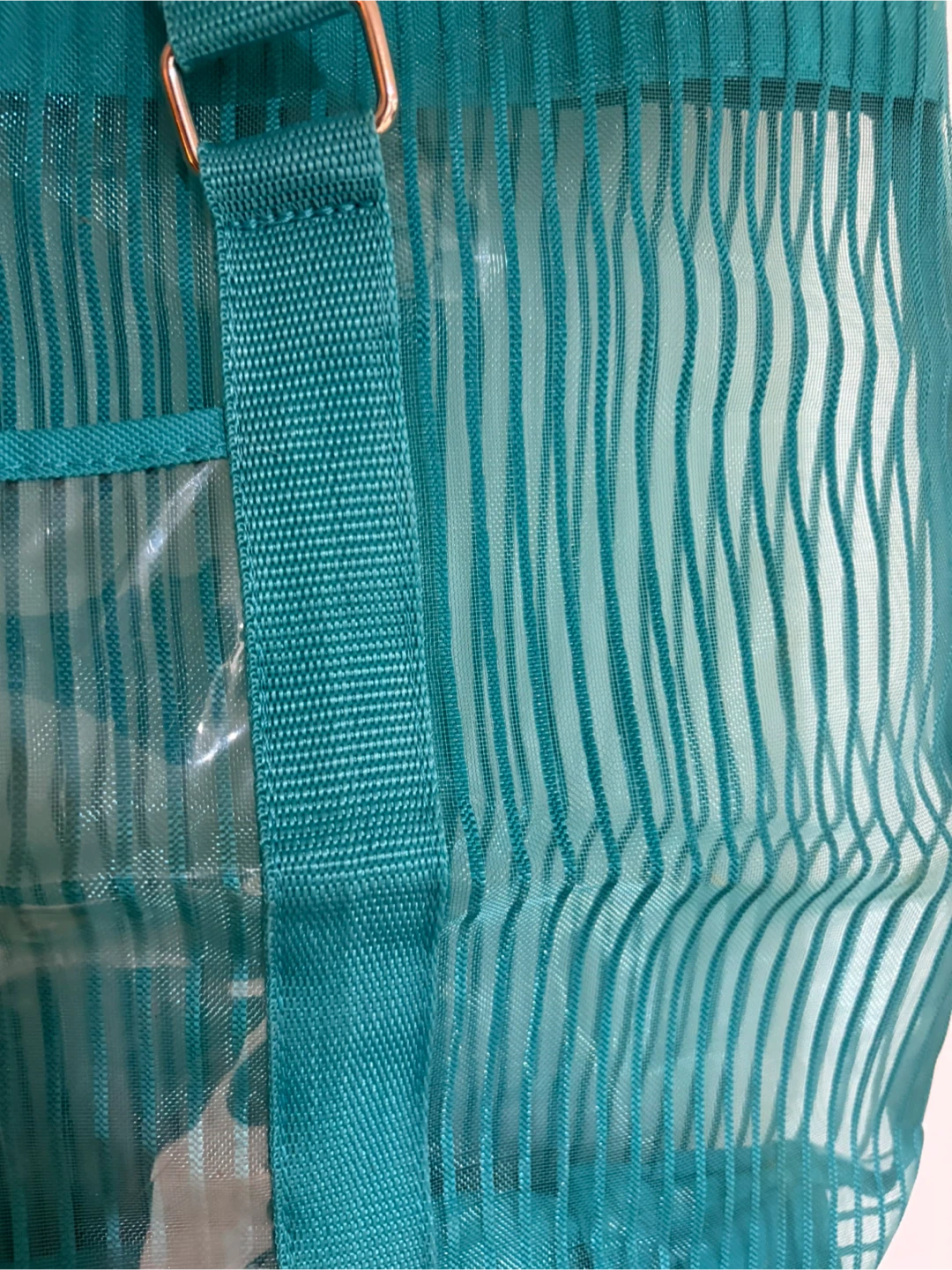 🏆Teal Mesh Tote Bag with Clear Pockets - photo 2