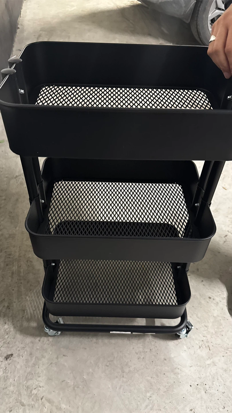 Black 3-Tier Rolling Utility Cart - photo 3