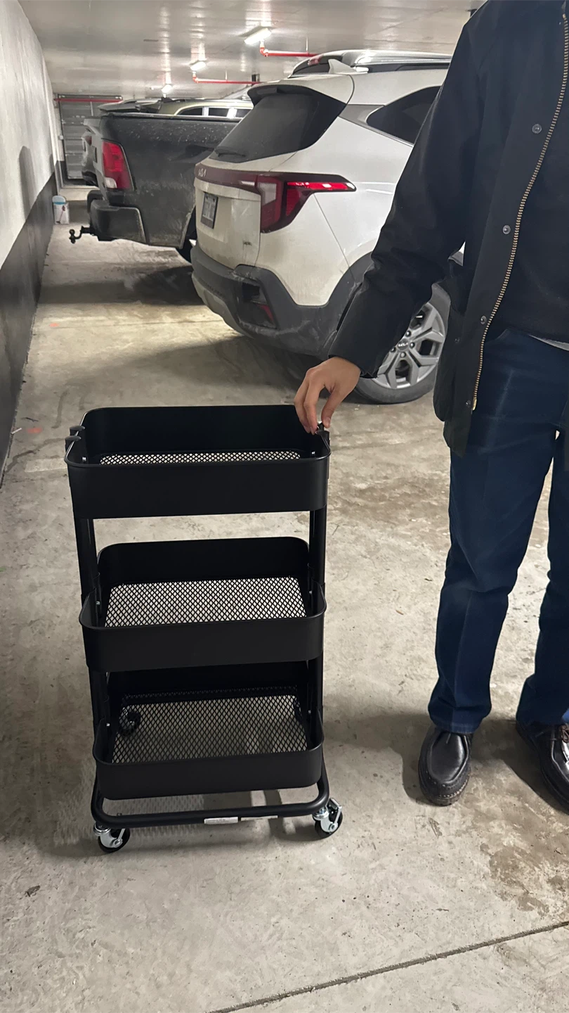 Black 3-Tier Rolling Utility Cart - photo 4
