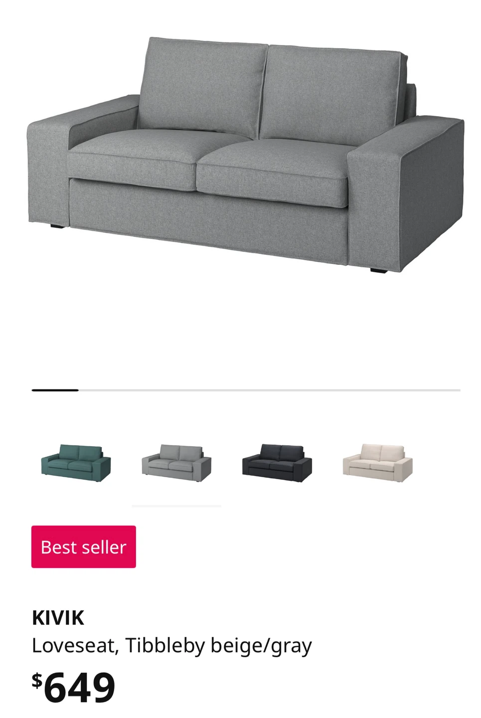 IKEA KIVIK Loveseat in Tibbleby beige/gray - photo 4