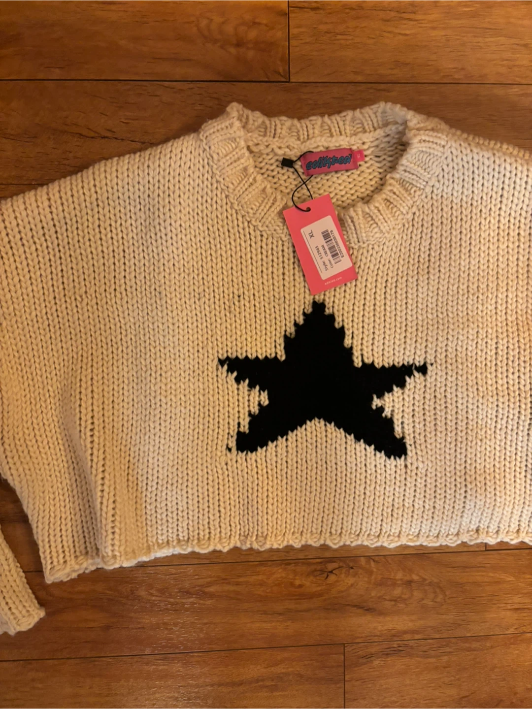 Edikted Star Cropped Sweater Cream XL - photo 2