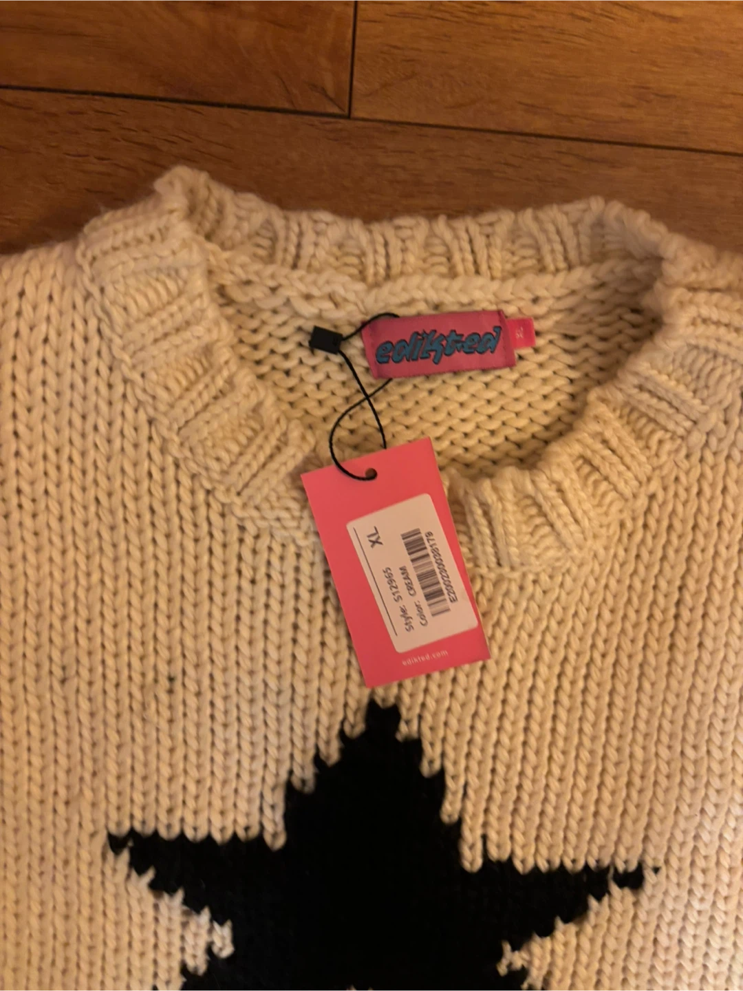 Edikted Star Cropped Sweater Cream XL - photo 3