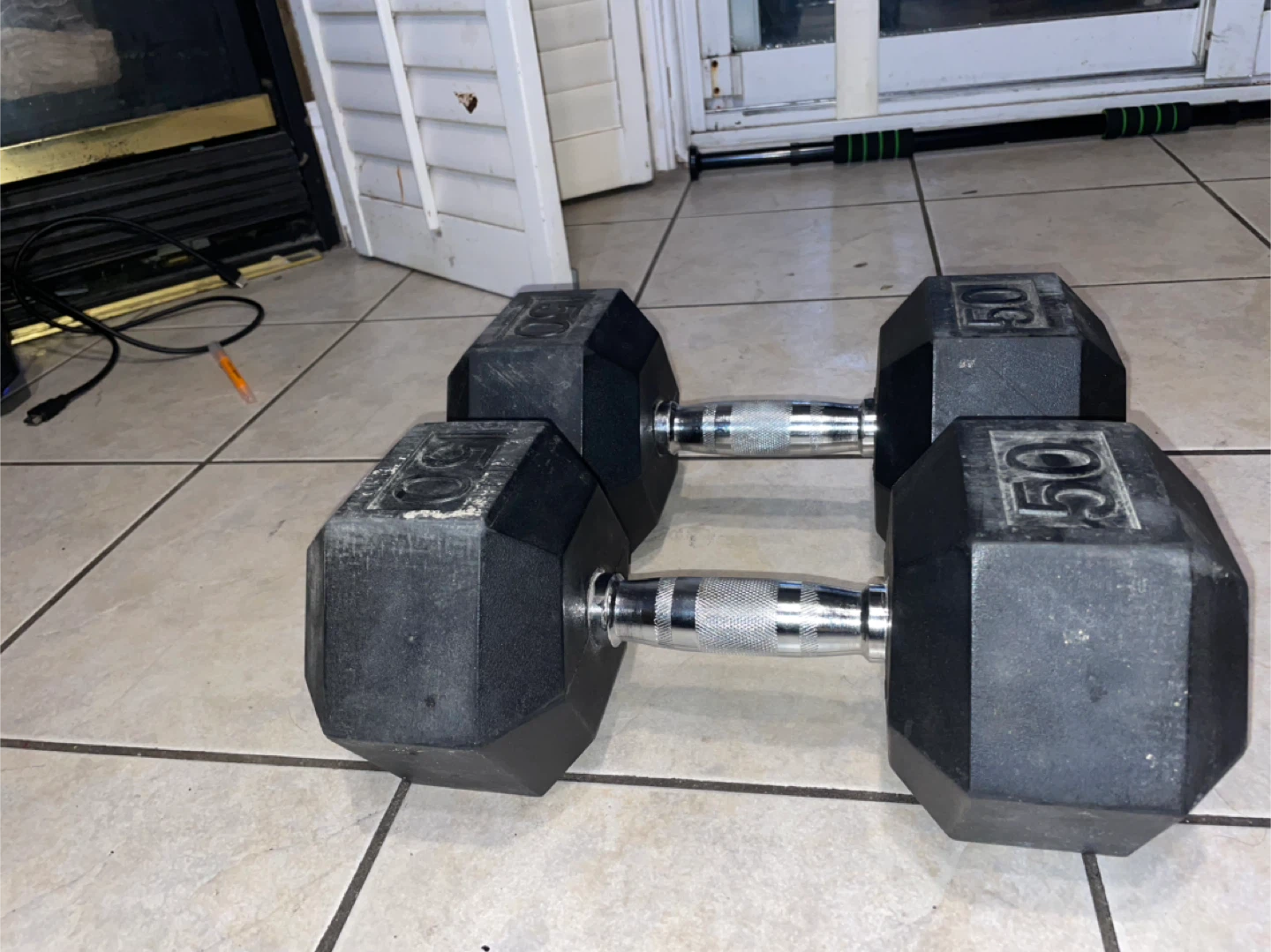 Pair of 50lb Hex Dumbbells - photo 2