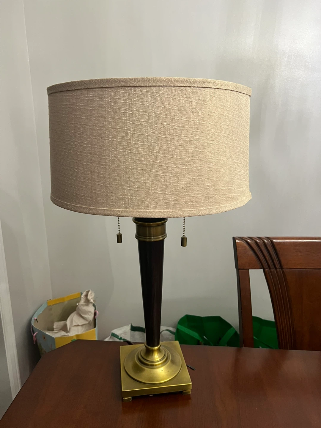Floor Lamp + Table Lamp with Beige Shade - photo 2