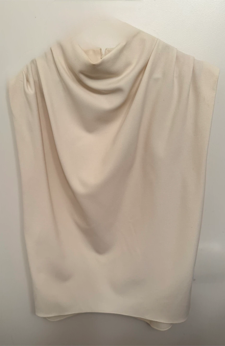 Cream Draped Mock Neck Sleeveless Top 🏆