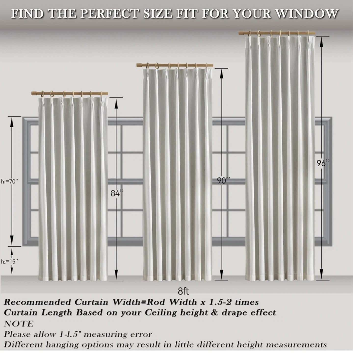 Full Blackout Curtains with 14 Adjustable Hooks - photo 2