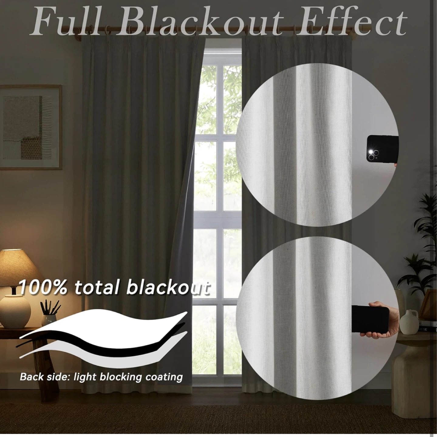 Full Blackout Curtains with 14 Adjustable Hooks - photo 3