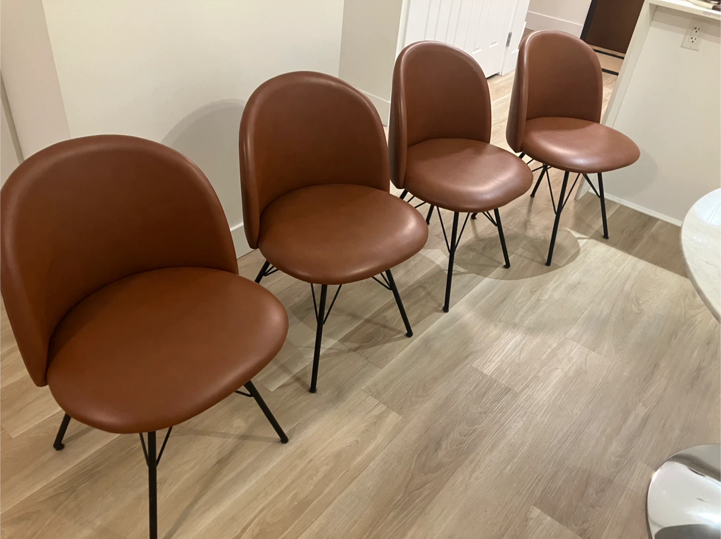 Set of 4 Brown Faux Leather Dining Chairs - photo 2