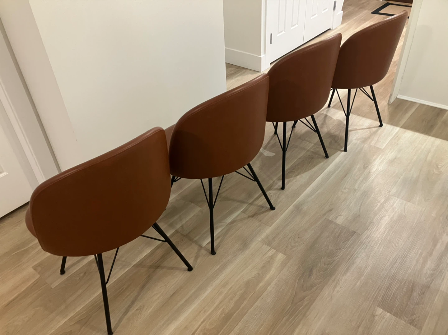 Set of 4 Brown Faux Leather Dining Chairs - photo 3