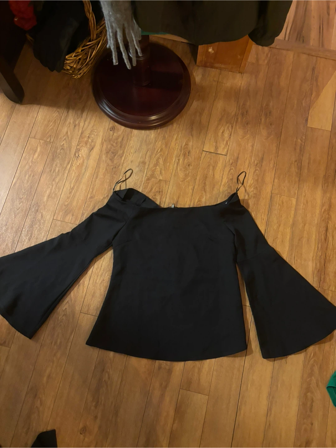Lulus Black Bell Sleeve Off-the-Shoulder Top Size S
