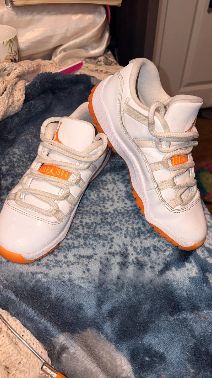 Nike Air Jordan 11 Retro Low TD Shoes - White/Orange - Size 3Yq🏆
