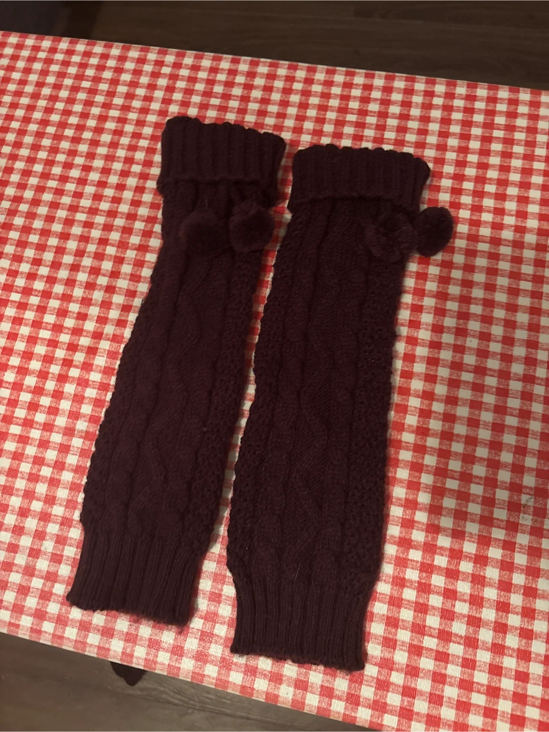 Knit Leg Warmers with Pompoms
