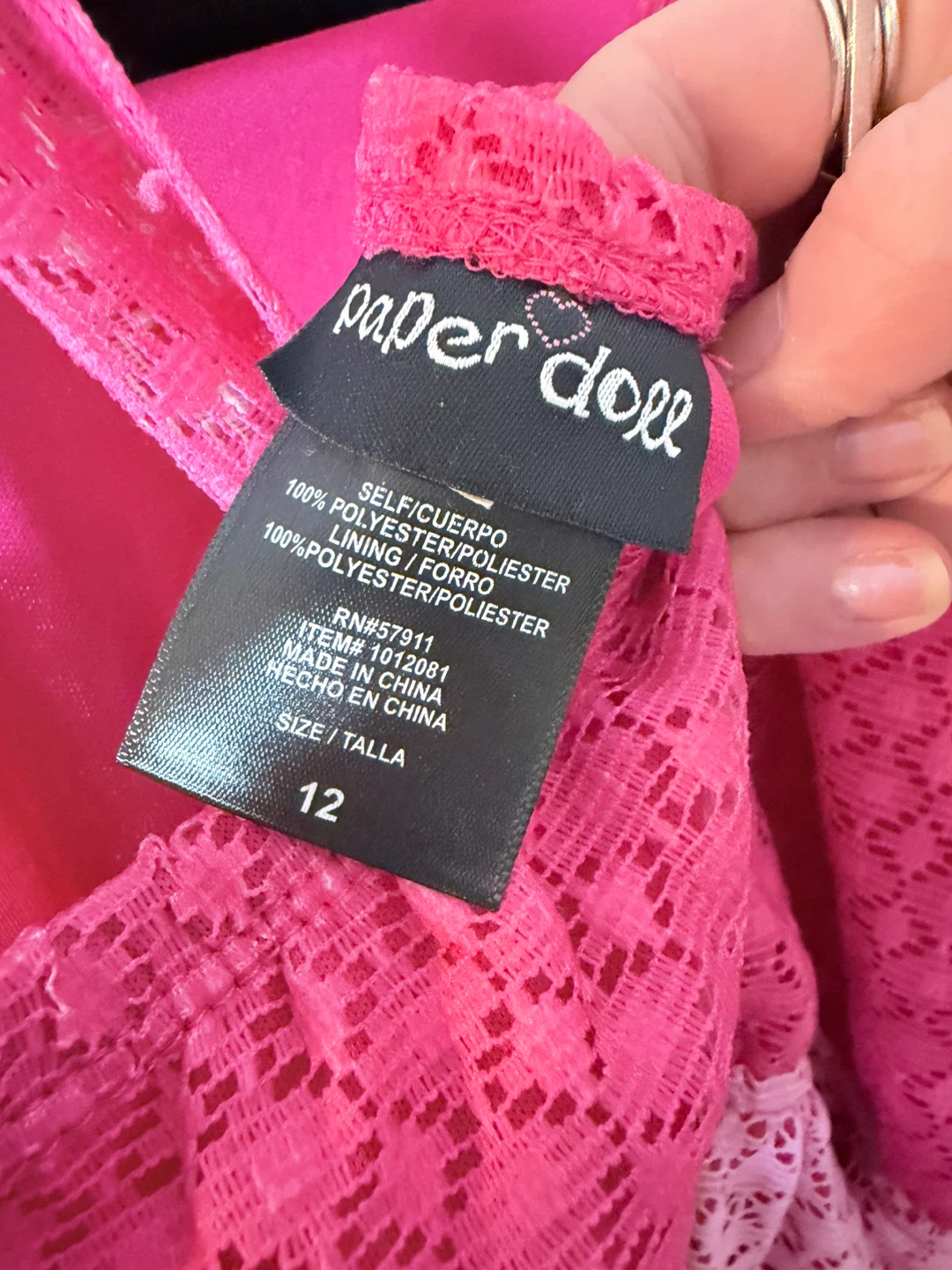 🏆Paper Doll Women's Pink Lace Maxi Dress Size 12 - photo 3
