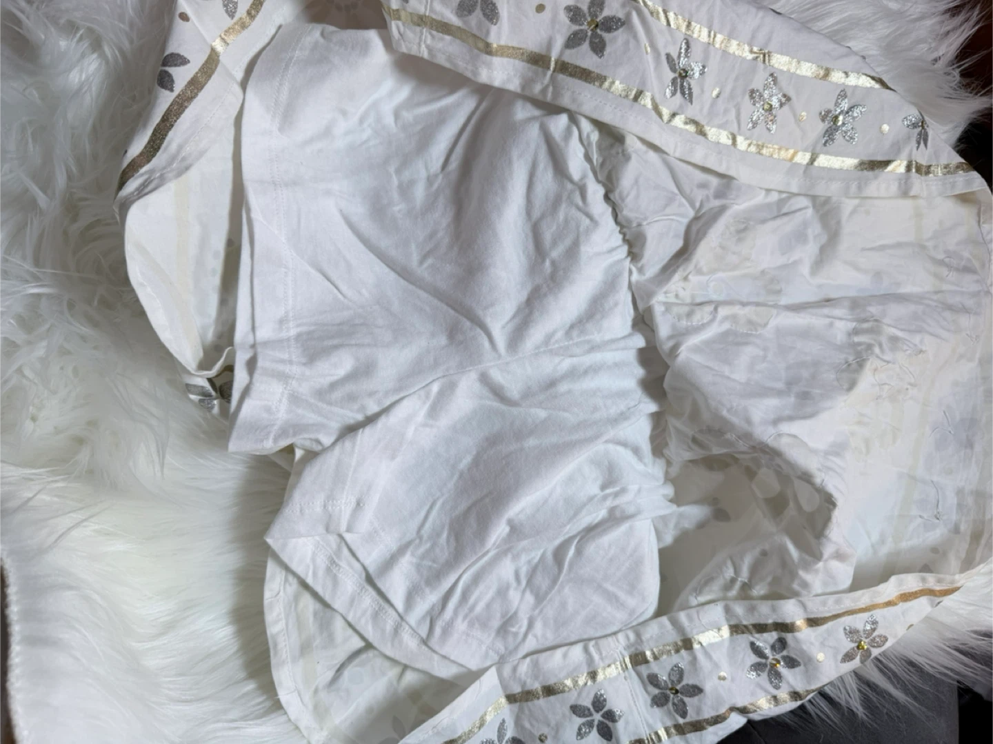 🏆Justice Girls White & Gold Floral Skirt - Size 12 - photo 3