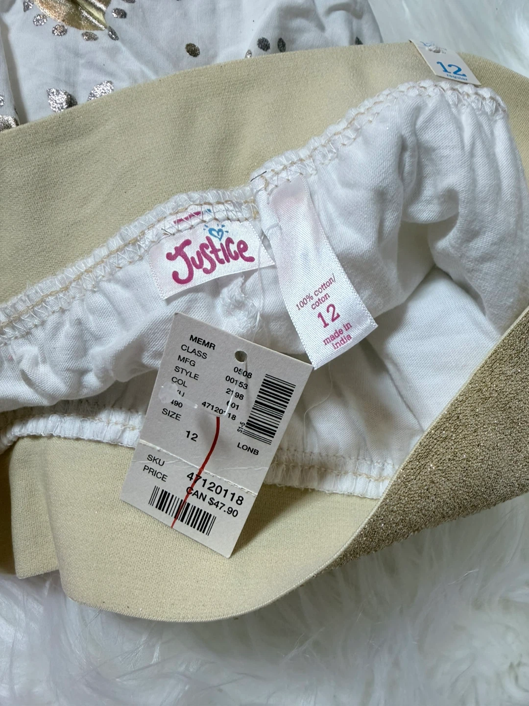 🏆Justice Girls White & Gold Floral Skirt - Size 12 - photo 4