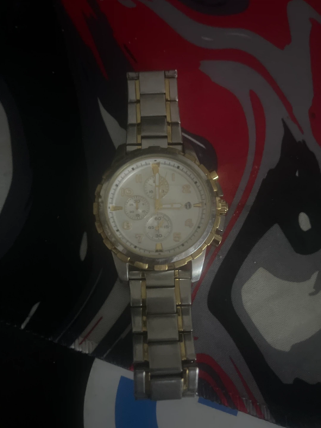 Gold/sliver 22mm fossil
