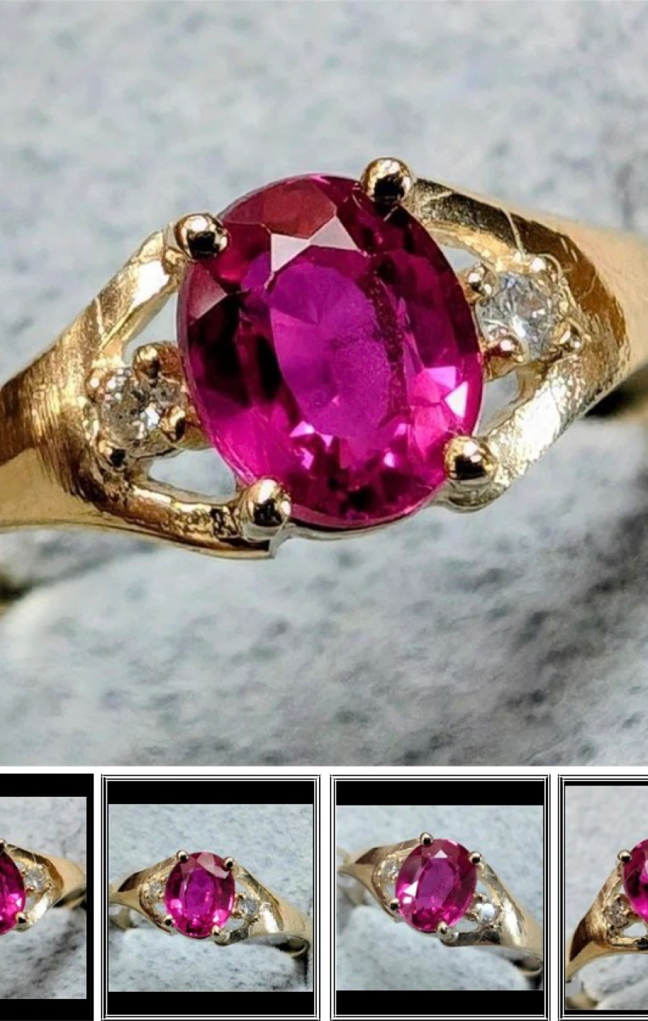 10K Gold Ruby and Diamond Ring - Size 7