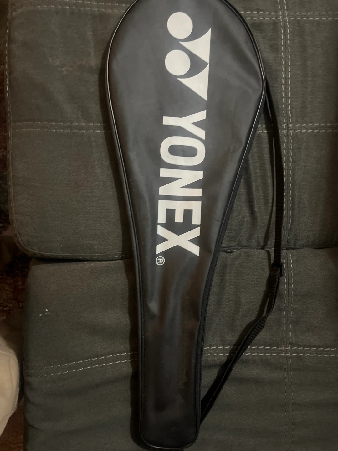 White/black badminton racket