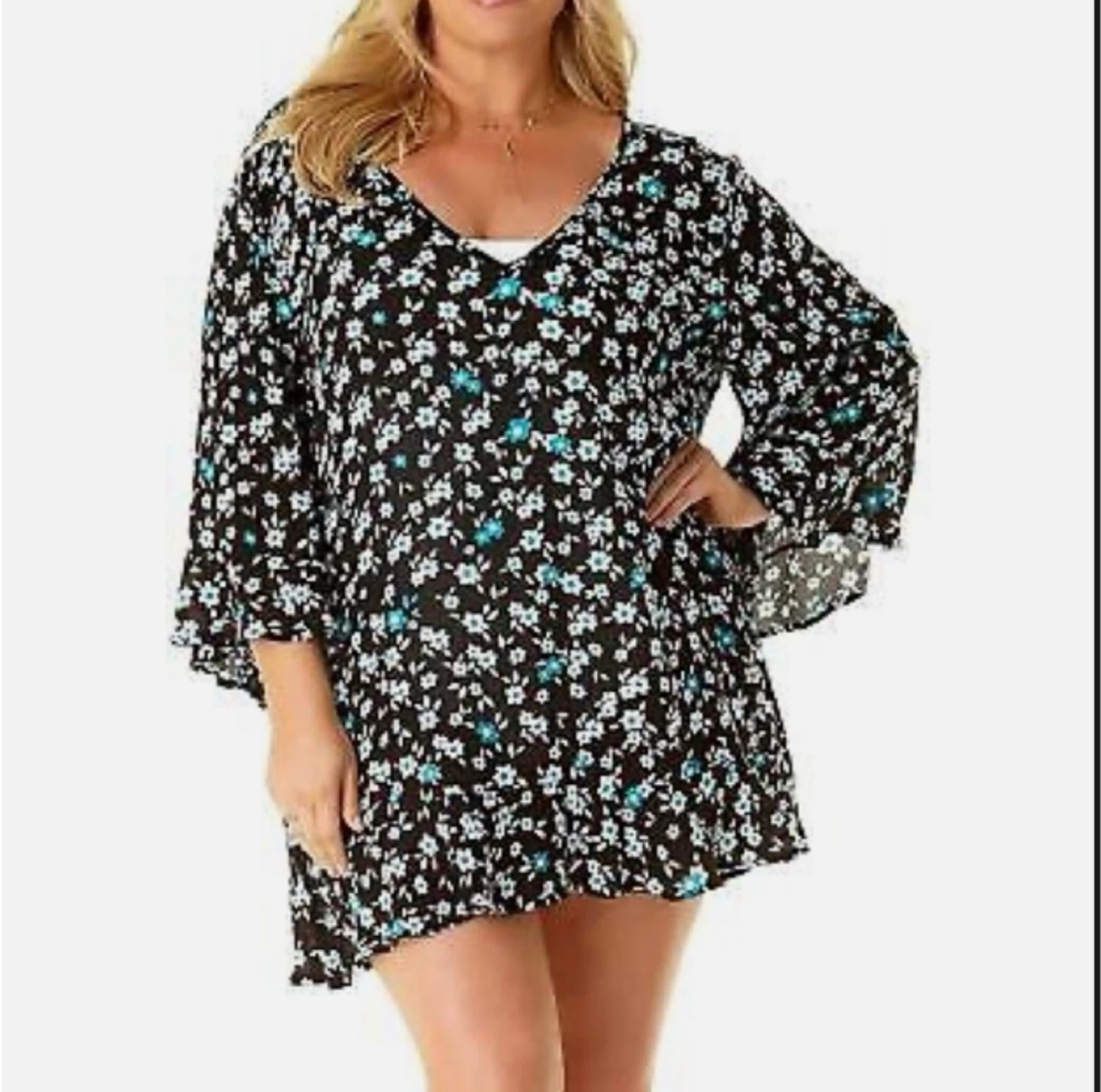 BRAND NEW Anne Cole “Bunches”  Flounce Sleeve Cover-Up