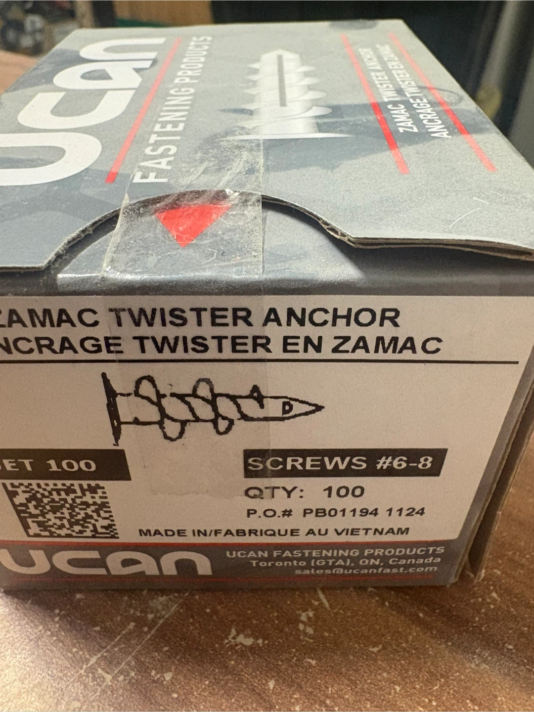 UCAN Zamac Twister Anchors #6-8 - QTY 100