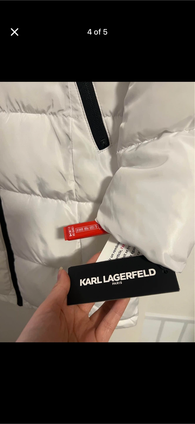Karl Lagerfeld White Puffer Coat with Fur Hood - photo 4