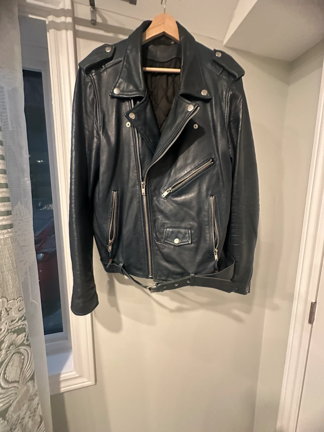 Men's Black Leather Motorcycle Jacket