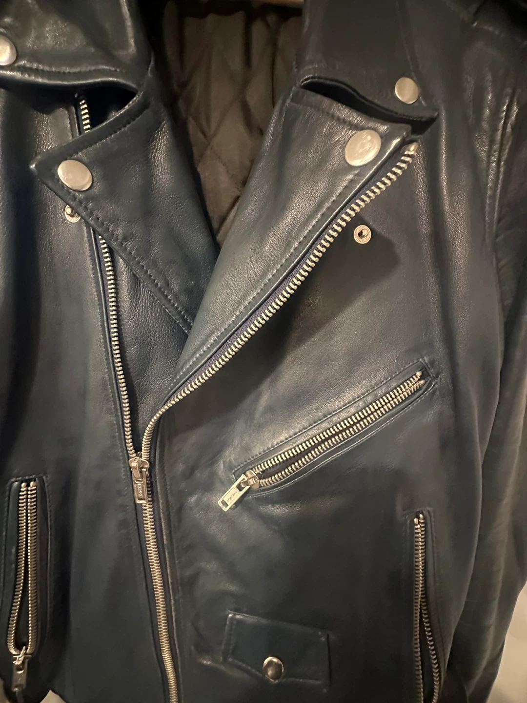 Men's Black Leather Motorcycle Jacket - photo 3