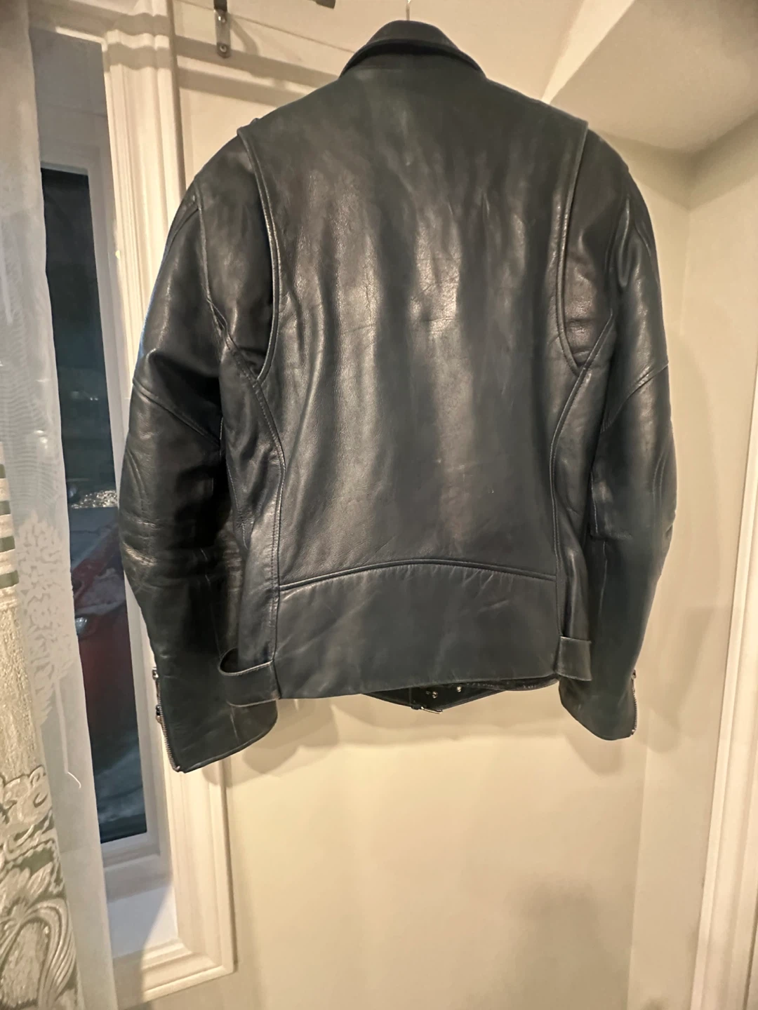 Men's Black Leather Motorcycle Jacket - photo 2