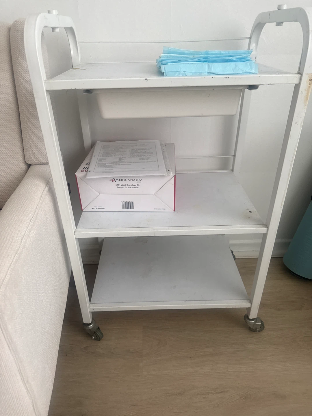 White 3-Tier Rolling Utility Cart