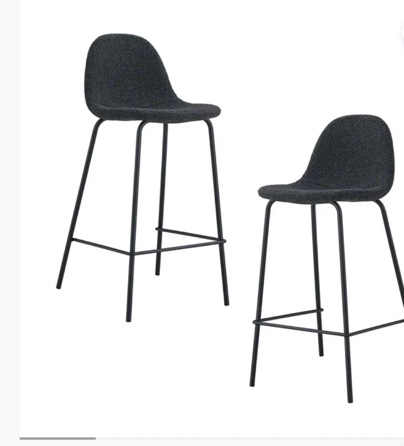 Pemberly Row Modern Boucle Bar Height Stools (Set of 2) - Black