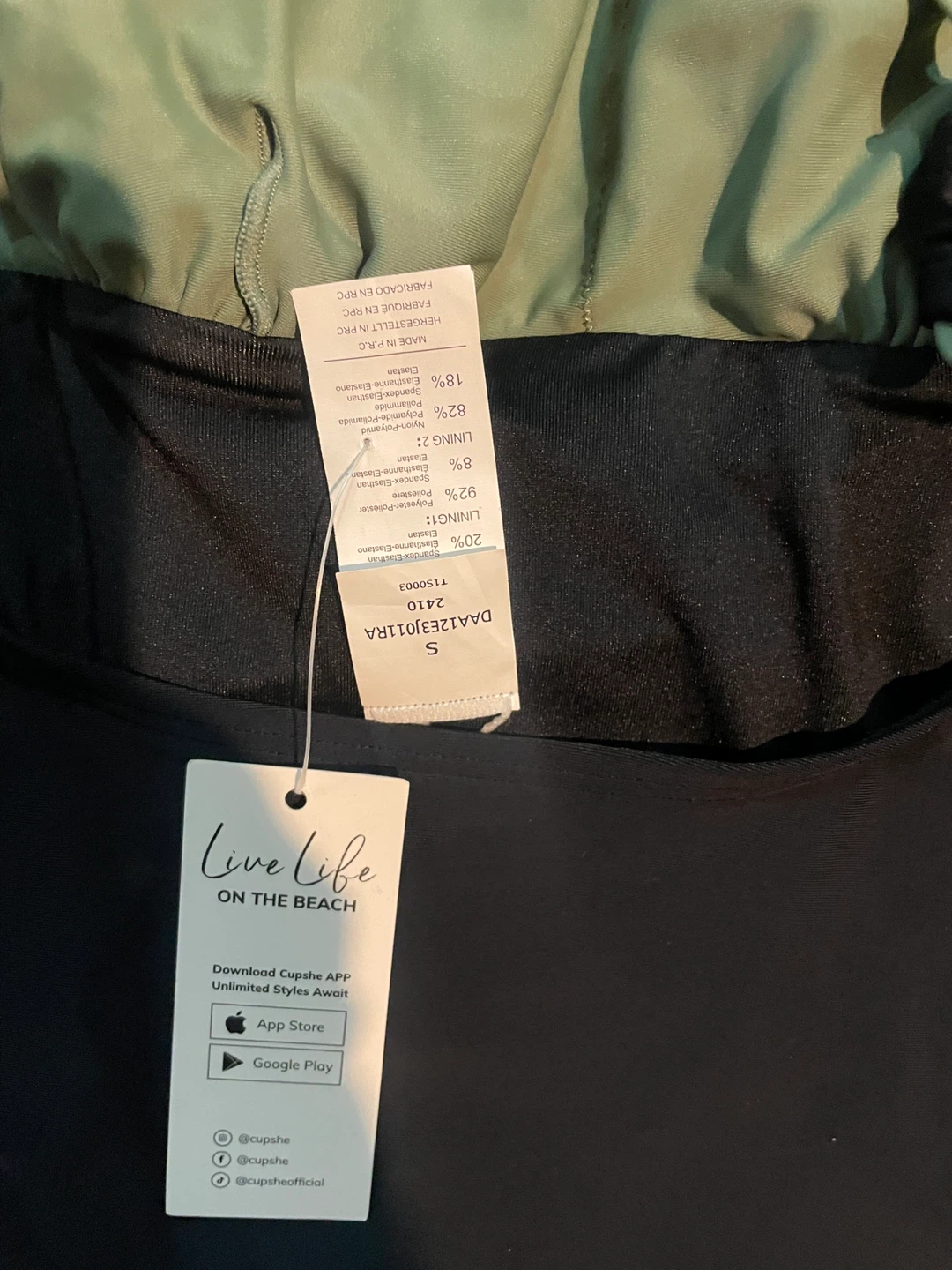 CUPSHE One-Piece Swimsuit - Sage Green/Black - Size S - photo 5
