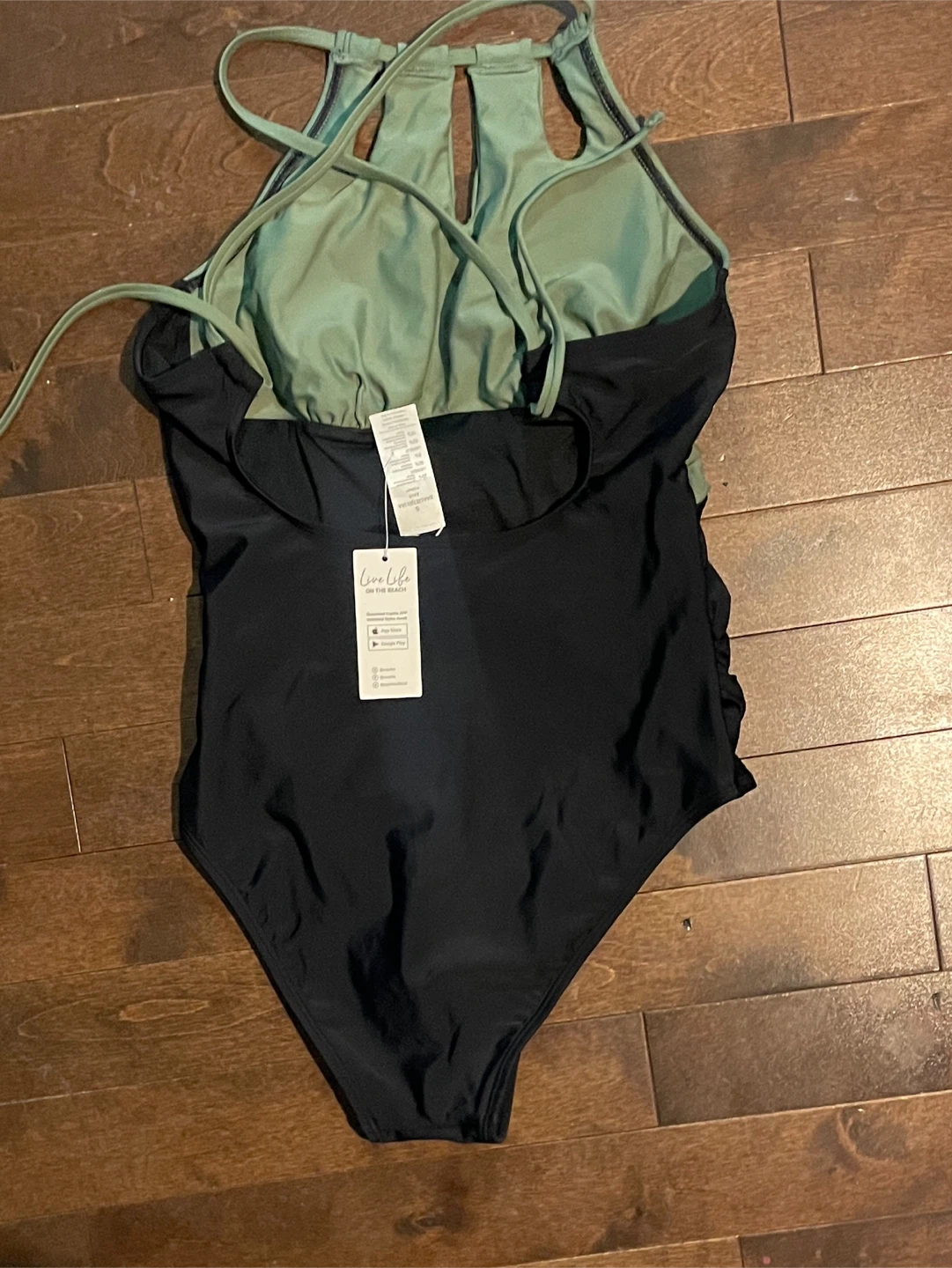 CUPSHE One-Piece Swimsuit - Sage Green/Black - Size S - photo 4