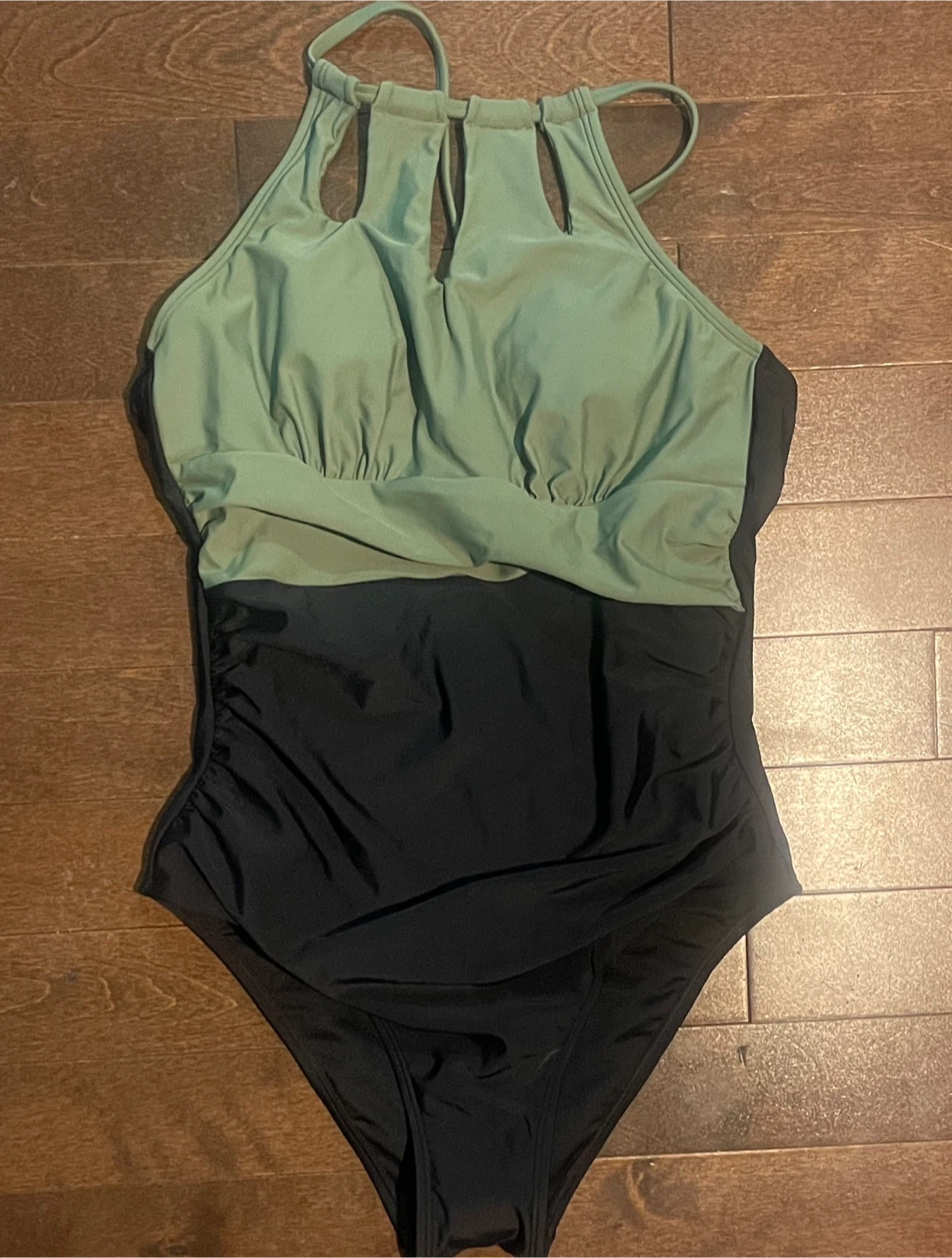 CUPSHE One-Piece Swimsuit - Sage Green/Black - Size S