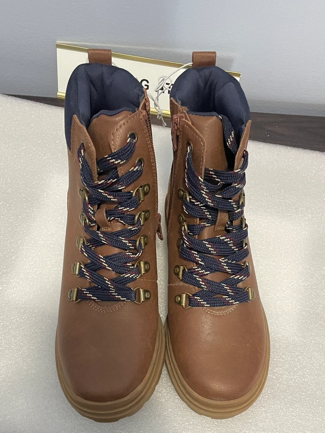 Cognac Atticus Brown Lace-Up Boots - Size 3 - photo 4