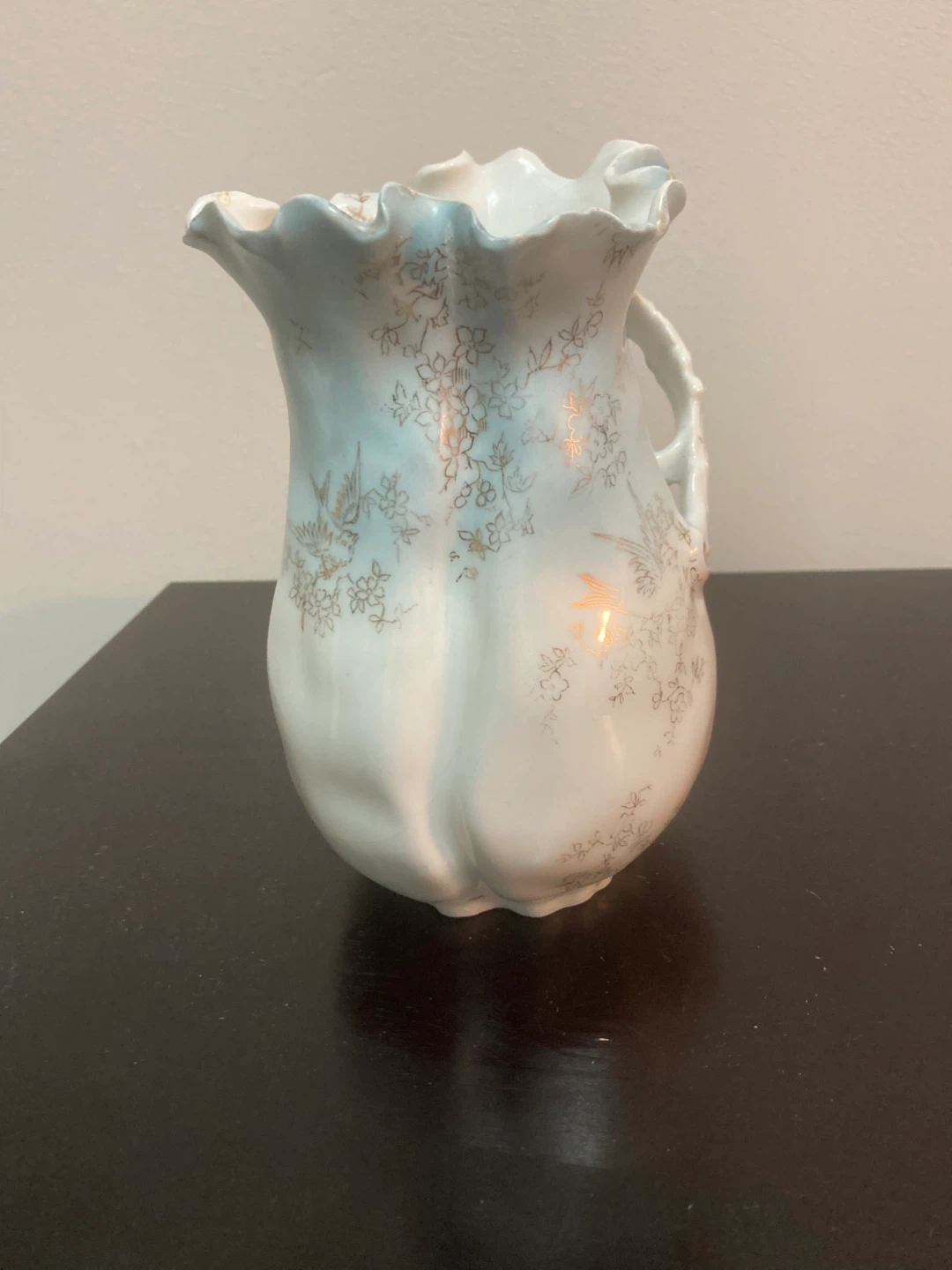 Vintage China Pitcher with Ruffled Rim