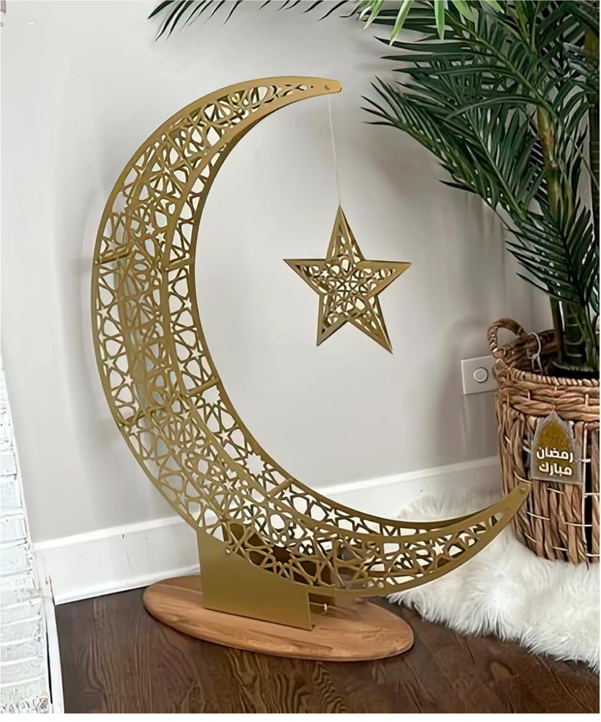 Metal Crescent Moon and Star-Larg