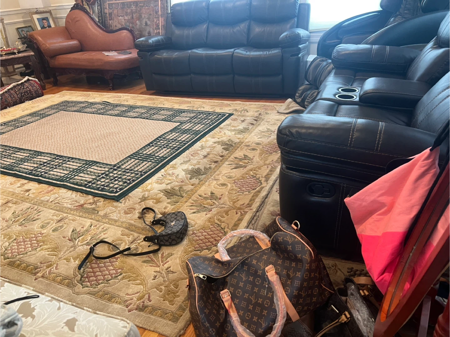 Rolled Red Oriental Area Rug