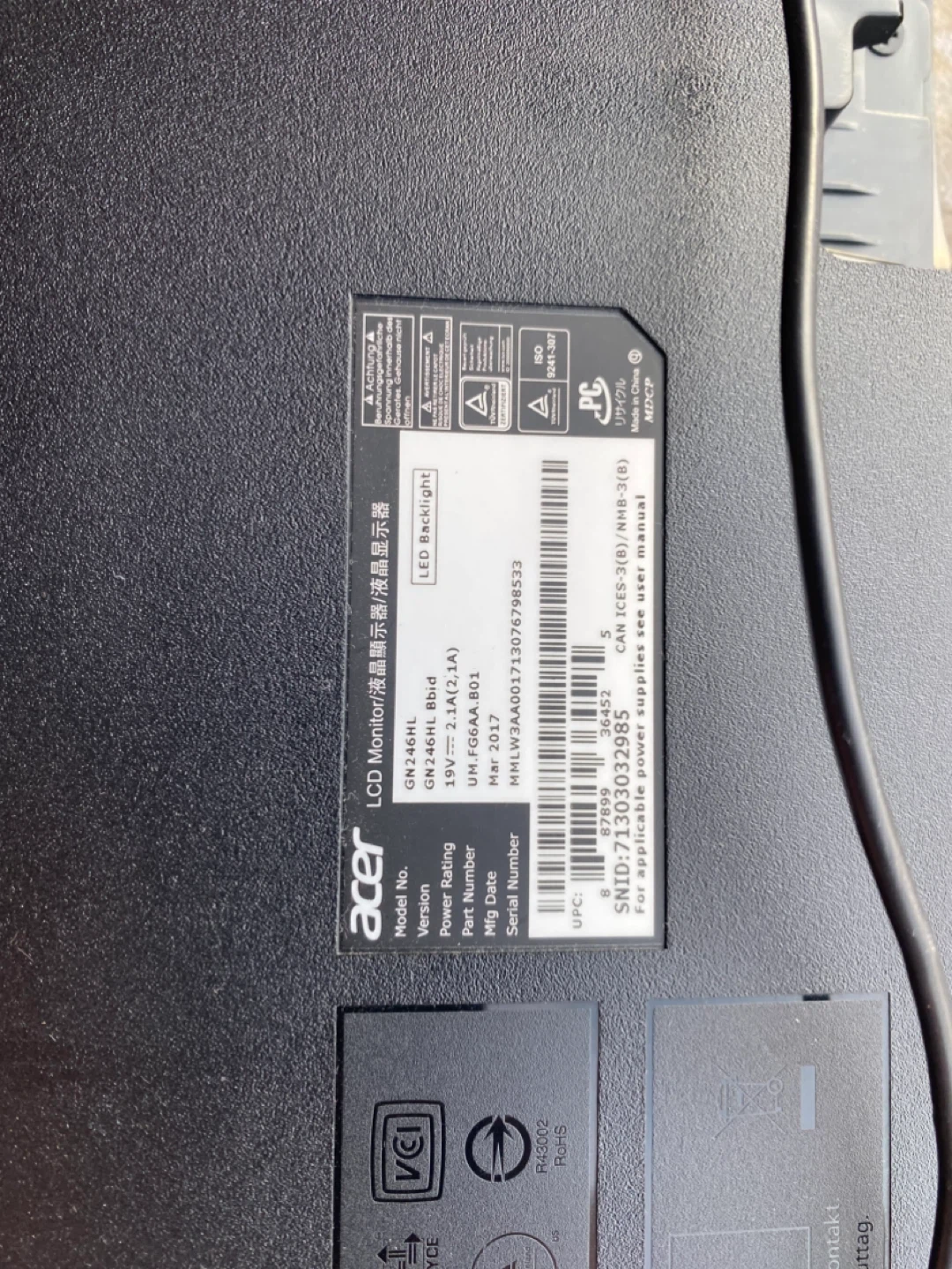 Acer GN246HL 24" LCD Monitor - photo 3