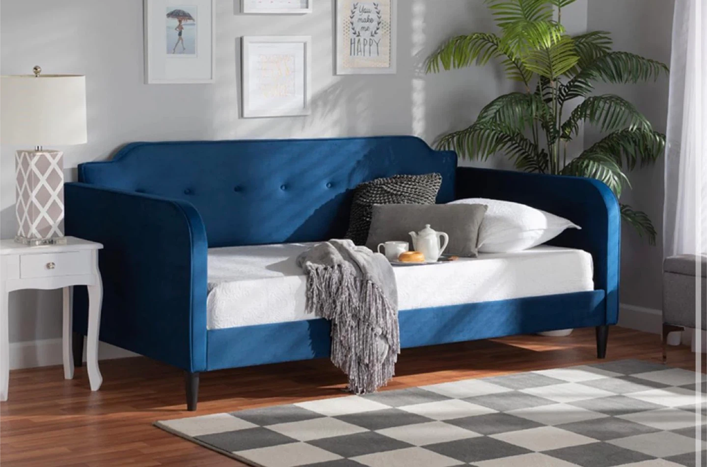 New Blue Upholstered Twin Size Daybed