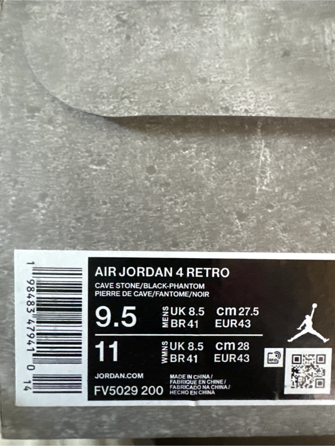 Air Jordan 4 Retro Cave Stone/Black-Phantom Shoes Size 9.5 Mens - photo 5