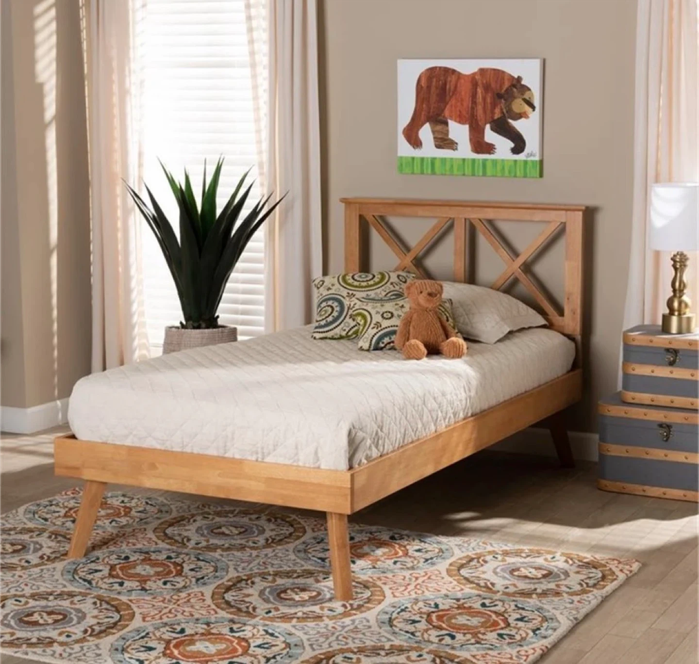 New Twin Size Wood Platform Bed